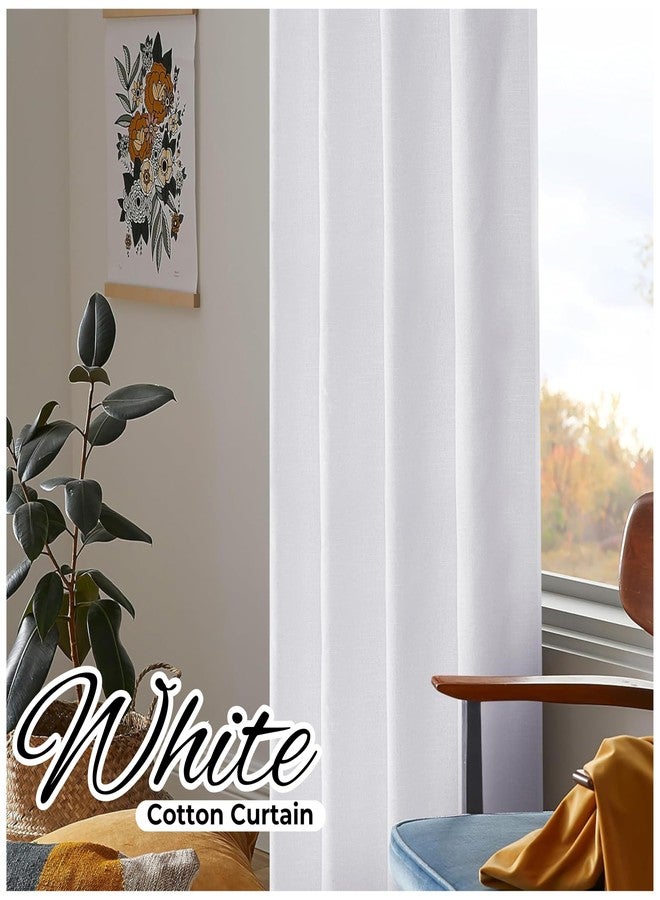 Homidate White Curtain,72 inch Long White Curtains,Cotton Curtains Set of 2 Size 50x72 inch,Curtains for Window,Textured White Curtains - Image 5